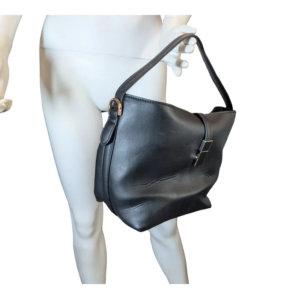 ⭐B5.  a new day - Black Purse With Detachable Crossbody Strap Gold Buckle NWT